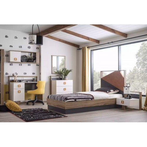 Kinderzimmer Garnitur Kinderbett Kindermöbel Bett Holz Grau Set 6tlg
