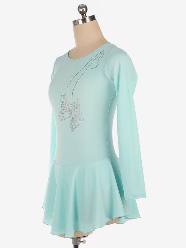 Robe de patinage Aqua Polyester Bodycon manches longues Costumes de danse