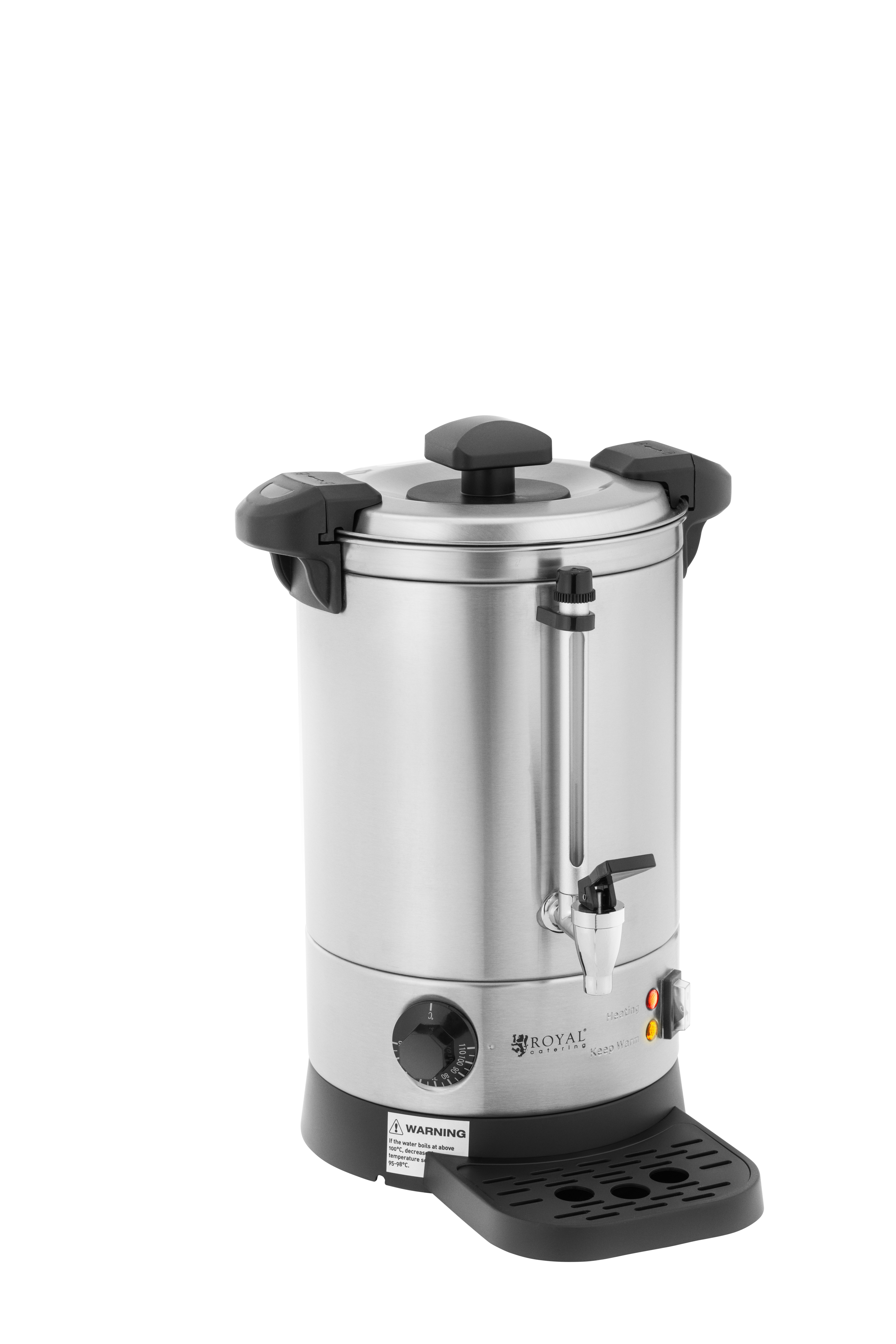 Royal Catering Wasserkocher - 6.1 L - 1500 W - Abtropfschale - Silbern