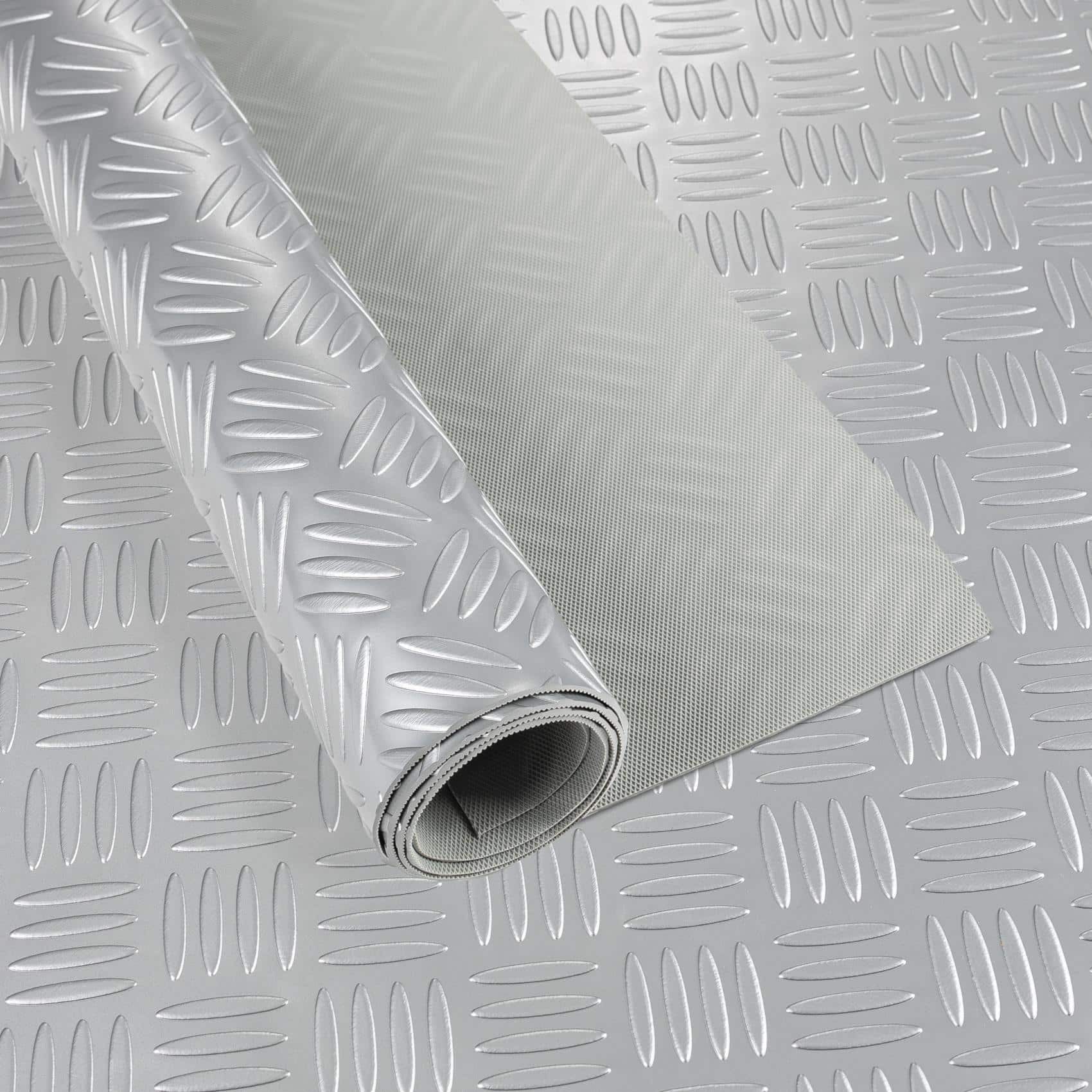 PVC Bodenbelag Dionis 1,5mm Riffelblech Silber 100x80cm