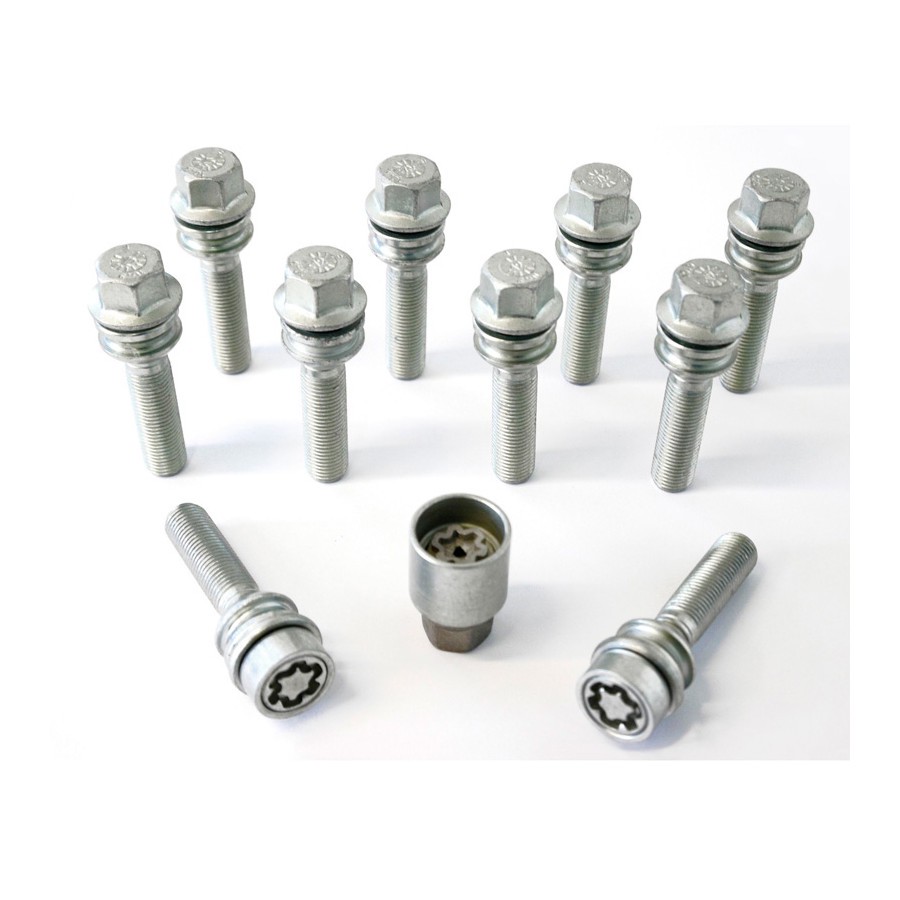 H&R Jeu de boulons de roue coniques avec bague mobile R14 M14x1,50 - Longueur 51mm - 10 pièces (par ex. Porsche,