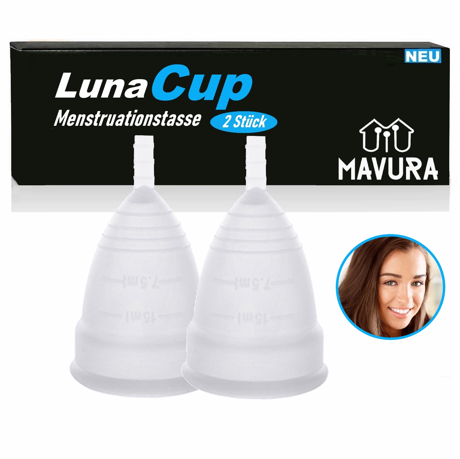 LunaCup Menstruationstasse Weiches Silikon wiederverwendbar Tampon Ersatz 2er