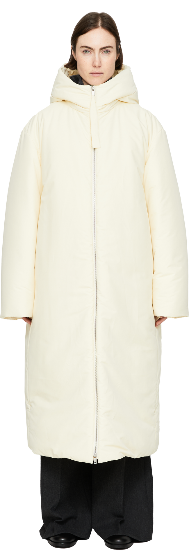 Daunenmantel mit Kapuze Beige