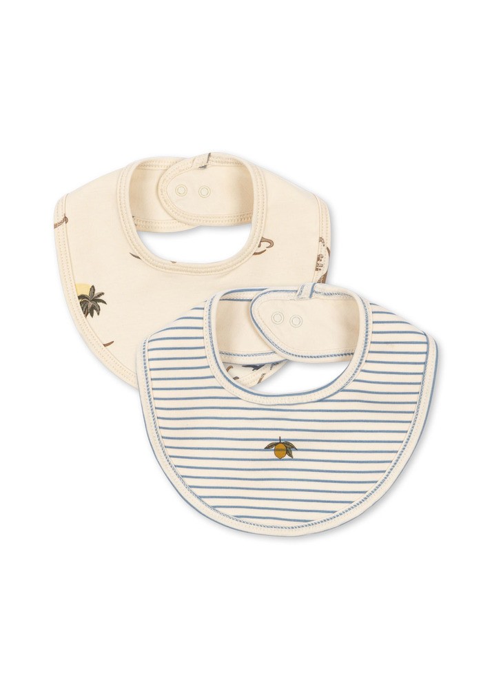 Konges Sløjd Lätzchen 2er-Pack - Kubi / Stripe Blue