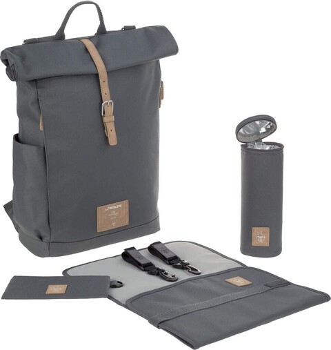 Lässig Rolltop Wickelrucksack Handytasche anthracite grau