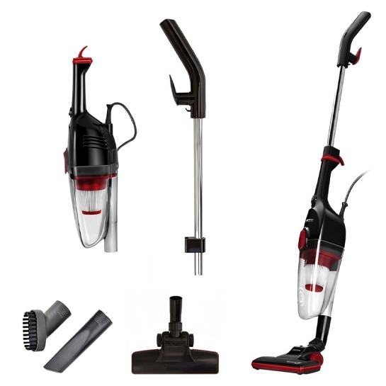 MPM – Leichter beutelloser Stabstaubsauger mit integriertem Handstaubsauger – 2-in-1-Staubsauger 600 W – Rot/Schwarz – Mod-39