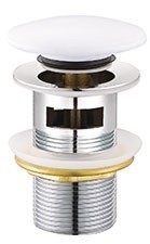 Neuesbad Push to Open Ablaufgarnitur rund mit Keramik Abdeckung weiss-alpin, mit Überlauf 1K99-0184-EX11