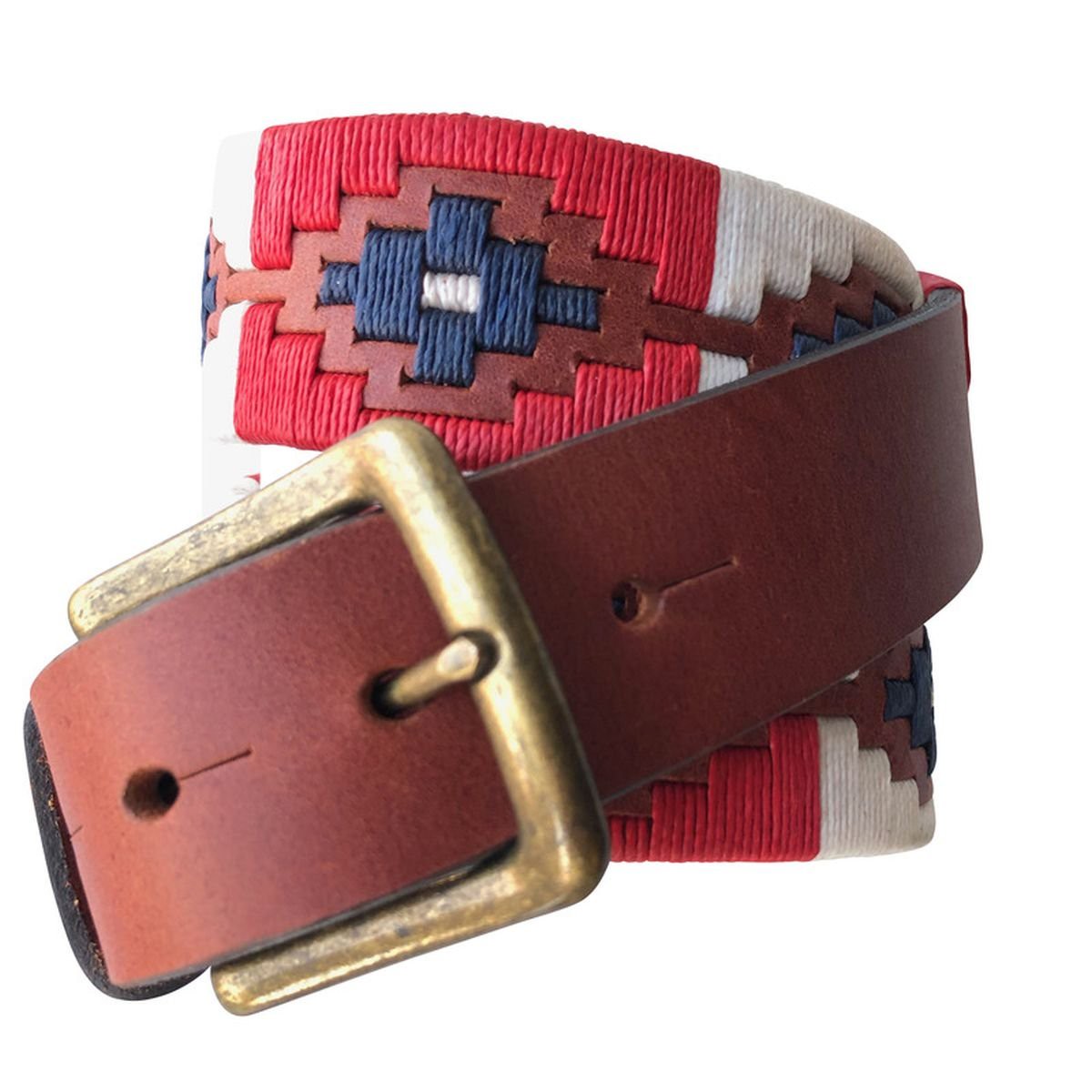 Euroriding Ledergürtel CERRITO oak-white-red-navy 105 cm