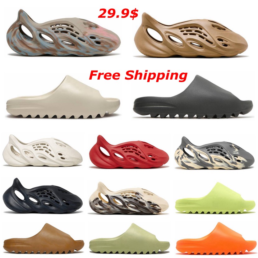 Designer Slippers Mens Women Foam Runners Slides Onyx Pure Bone MX Cream Clay Slipper Ochre Mist Resin Earth Brown Sandals Foam Runner Girls Beac