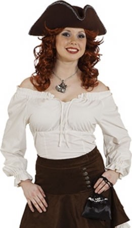 Damenbluse Freibeuterin In Creme-Weiß