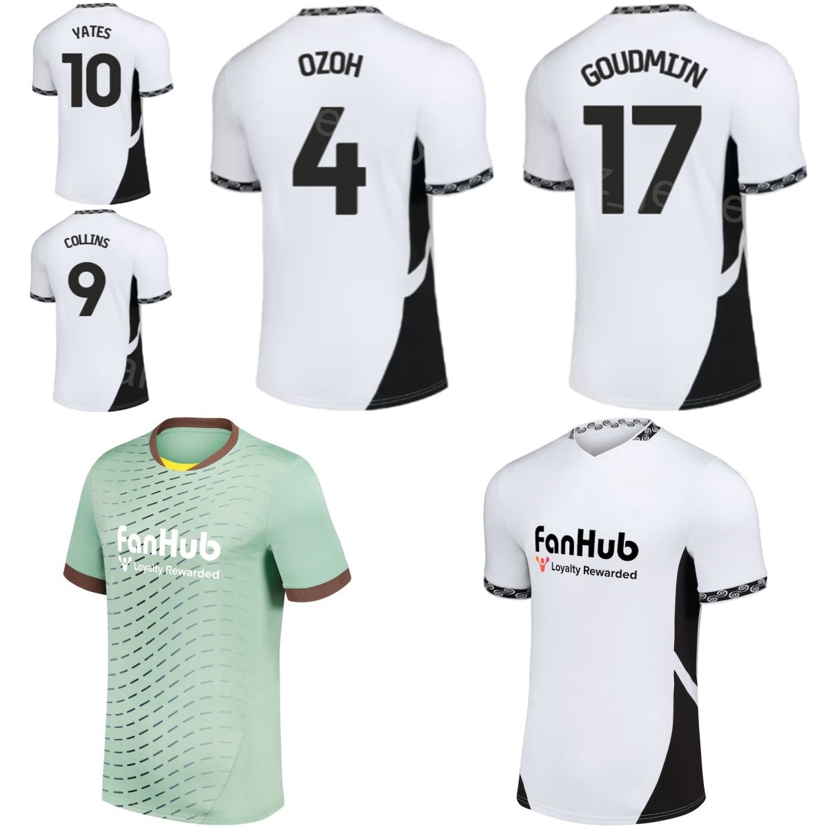 Club 2024-25 Derby County Soccer Jerseys 35 NELSON 4 OZOH 17 GOUDMIJN 32 ADAMS 10 YATES 9 COLLINS 3 FORSYTH 19 JACKSON 11 MENDEZ-LAING White Gree