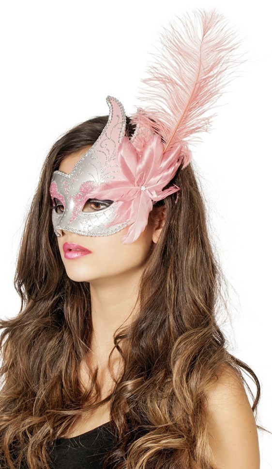 Schimmernde Augenmaske Rosa-Silber