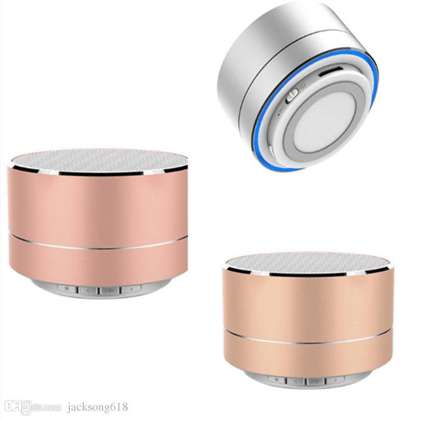 Newest A10 Bluetooth Portable Mini Speaker LED Metal Wireless Bluetooth Speakers Microphone Portable Super Bass Subwoofer TF Card 5pcs/lot