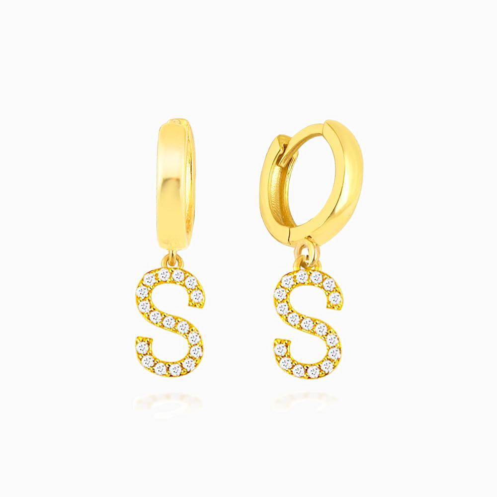 Zirkonia Buchstaben Ohrring - Gold