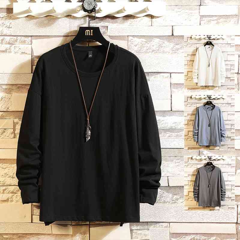 Men's T-Shirts 2021 Men Casual Basic Shirt Long Sleeve Colorful Mens Oversized Harajuku Shirts Male White Korean Fashions Clothes