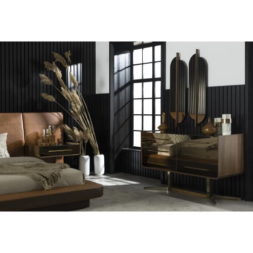 Spiegel Luxus Wandhalterung Moderner Stil Brauner Rahmen 104x31cm