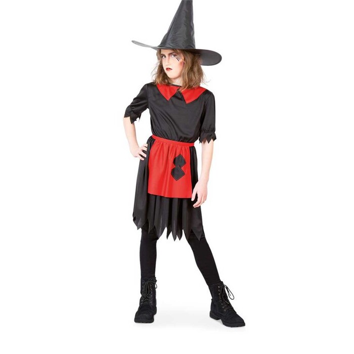 Kinderkostüm Hexe Ruby Größe 116 schwarz/rot