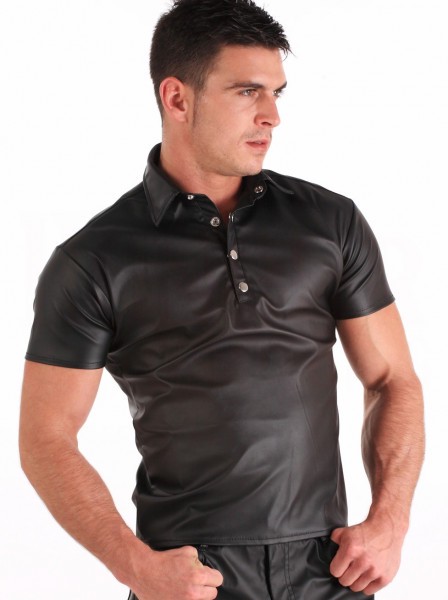 Kunstleder Poloshirt