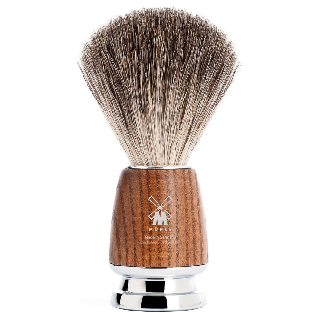 RYTMO Rasierpinsel reines Dachshaar Griffmaterial Esche gedämpft