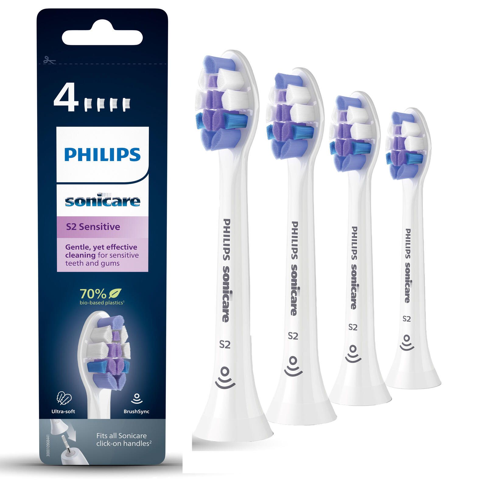 Philips Sonicare S2 Sensitive HX6054 Austausch-Bürstenkopf, 4 St