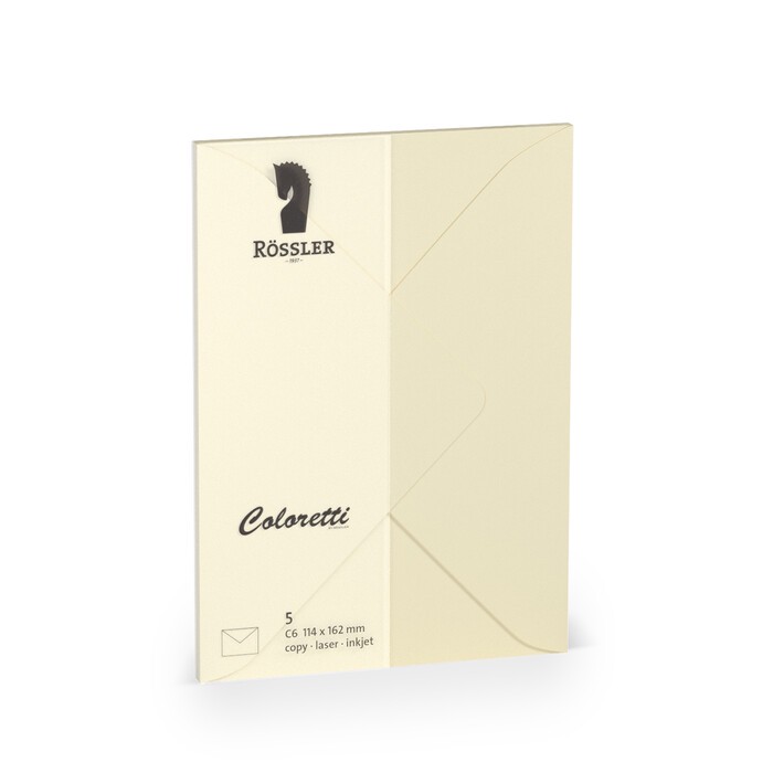 RÖSSLER Coloretti Kuverts C6 5 Stück creme
