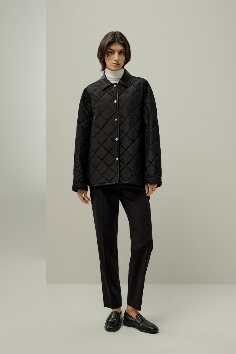 LILYSILK Damen Wasserabweisende Seiden-Steppjacke Oversize Daunenjacke Schwarz L