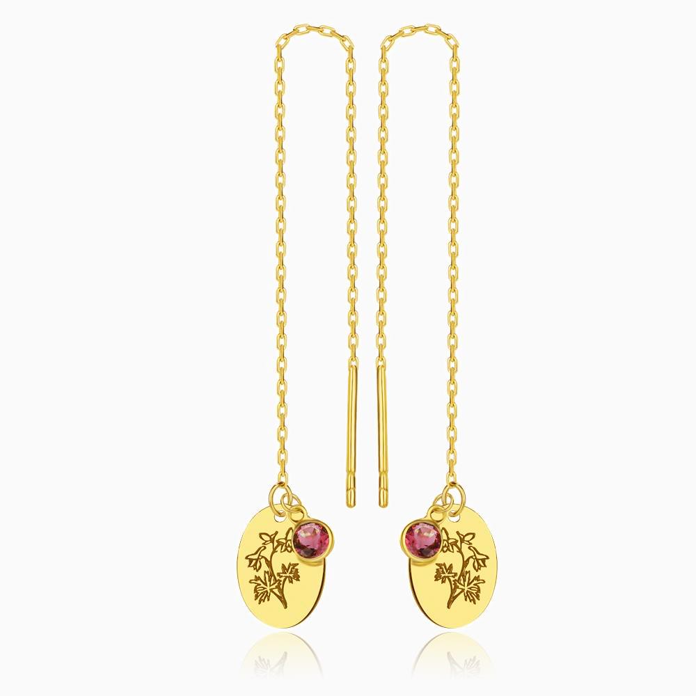 Geburtsblumen Ohrring mit Monatsstein - Gold
