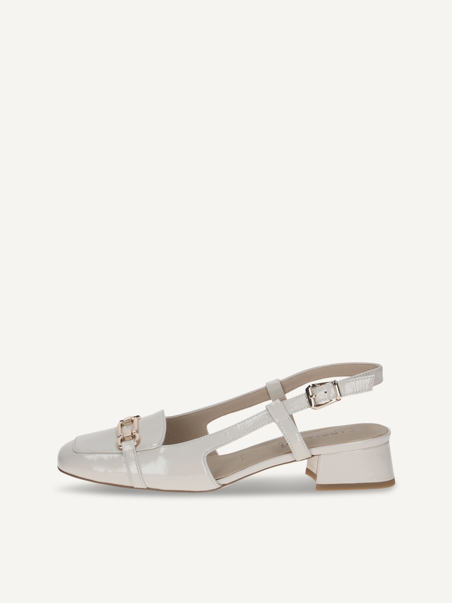 CAPRICE Slingpumps, weiß, aus Leder mit Trapezabsatz, Gr. 37.5