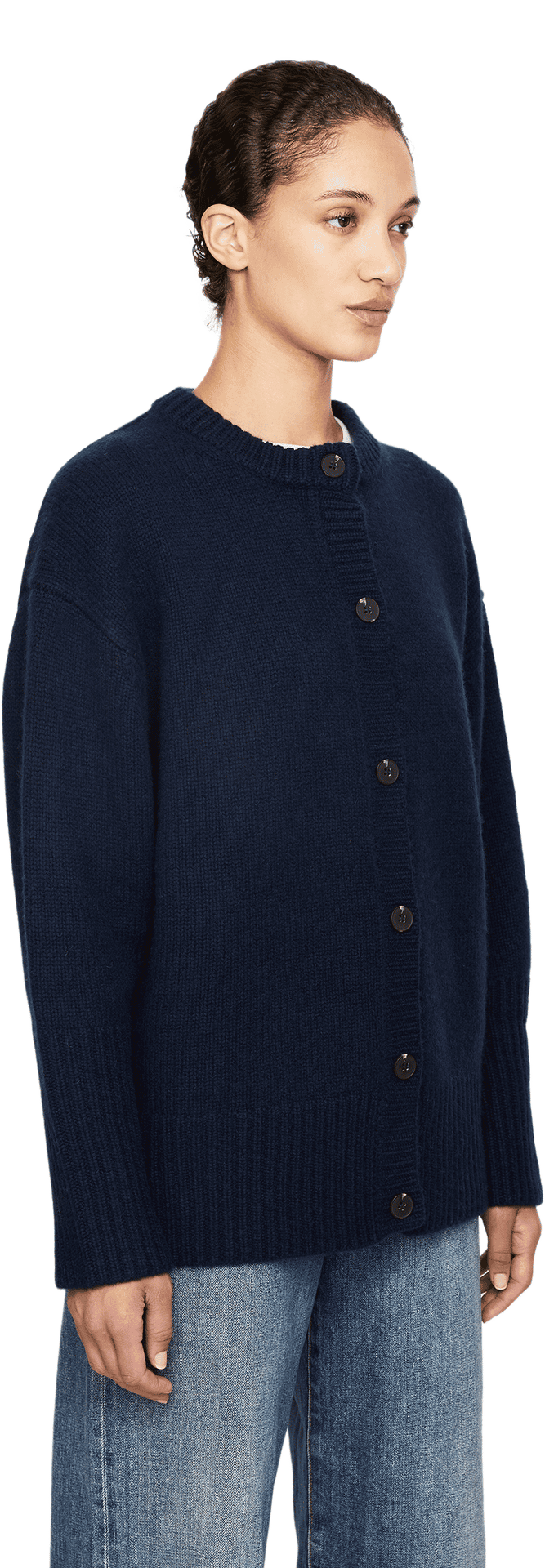 Oversized Cashmere-Strickjacke ‘Betty’ Marineblau