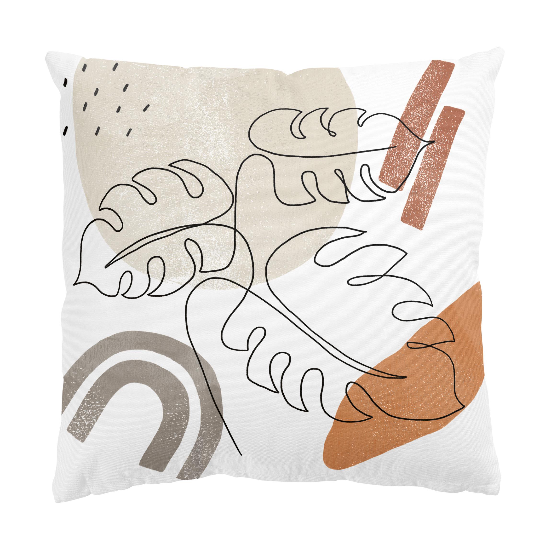 Dekokissen Monstera Lineart und Terracotta Farben
