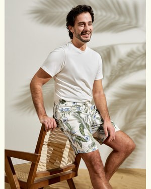 LILYSILK Hawaiian Cruise Tropical Shorts Jacquard-Webtechnik Umweltfreundlich Und Ungiftig Tropischer Palmendruck L DE