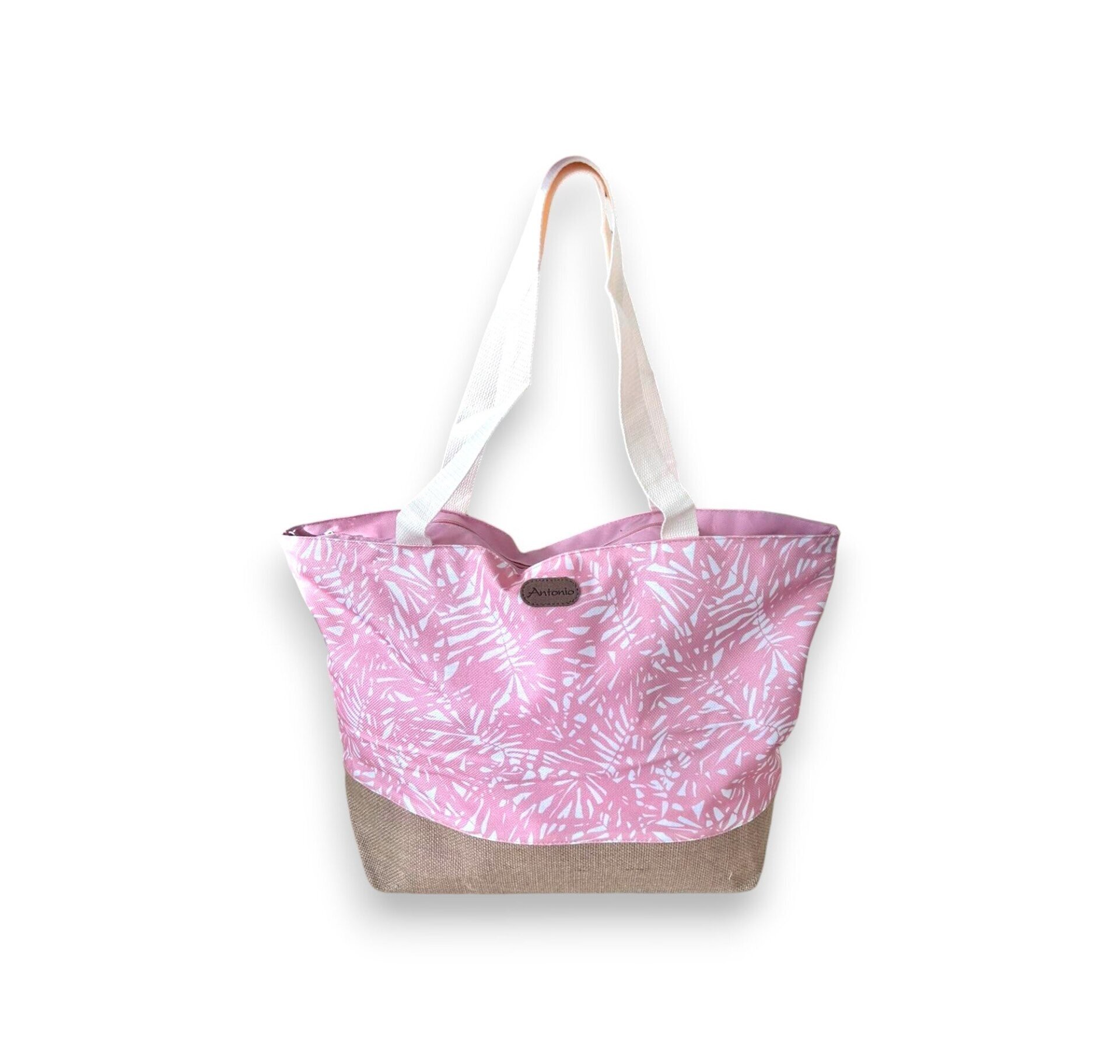 XL Strandtasche » Sommer Tasche Palmenblätter Aruba » große Familien Handtasche ca. 53 x 34 cm » Palmenblatt Optik Tasche » Badetasche mit Reißverschl