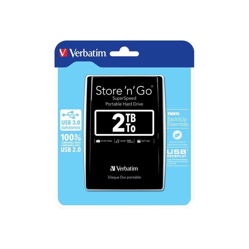 Verbatim Festplatte 2TB, USB 3.0, 6.35cm (2.5''), schwarz