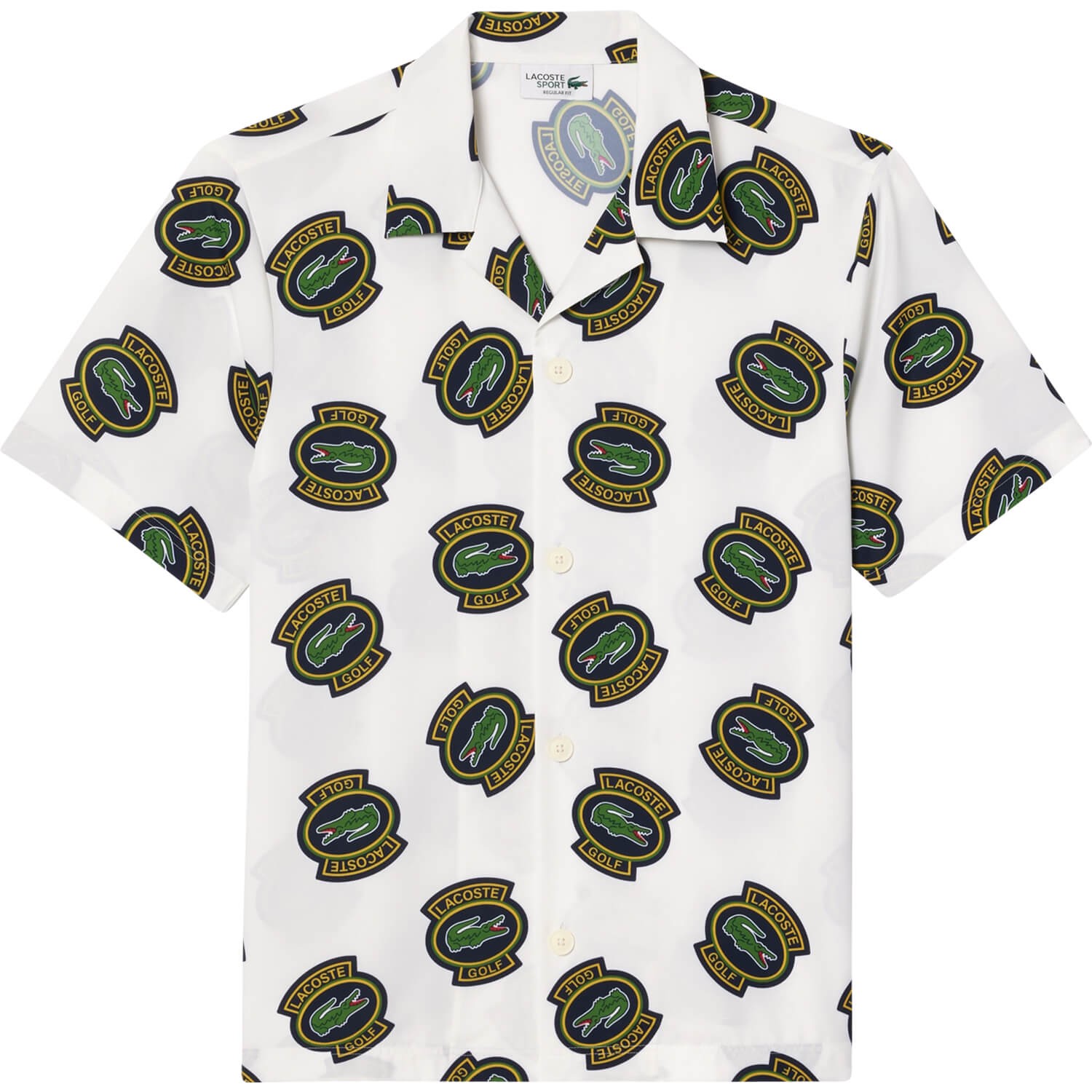 LACOSTE T-Shirt Woven, weiß/gelb/schwarz