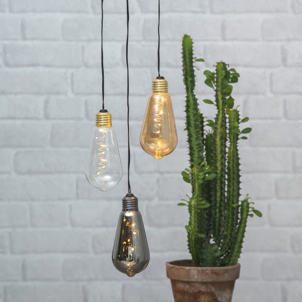 LED Dekoleuchte Glow - 5 warmweiße LED in amber Glühbirne - H: 13cm...