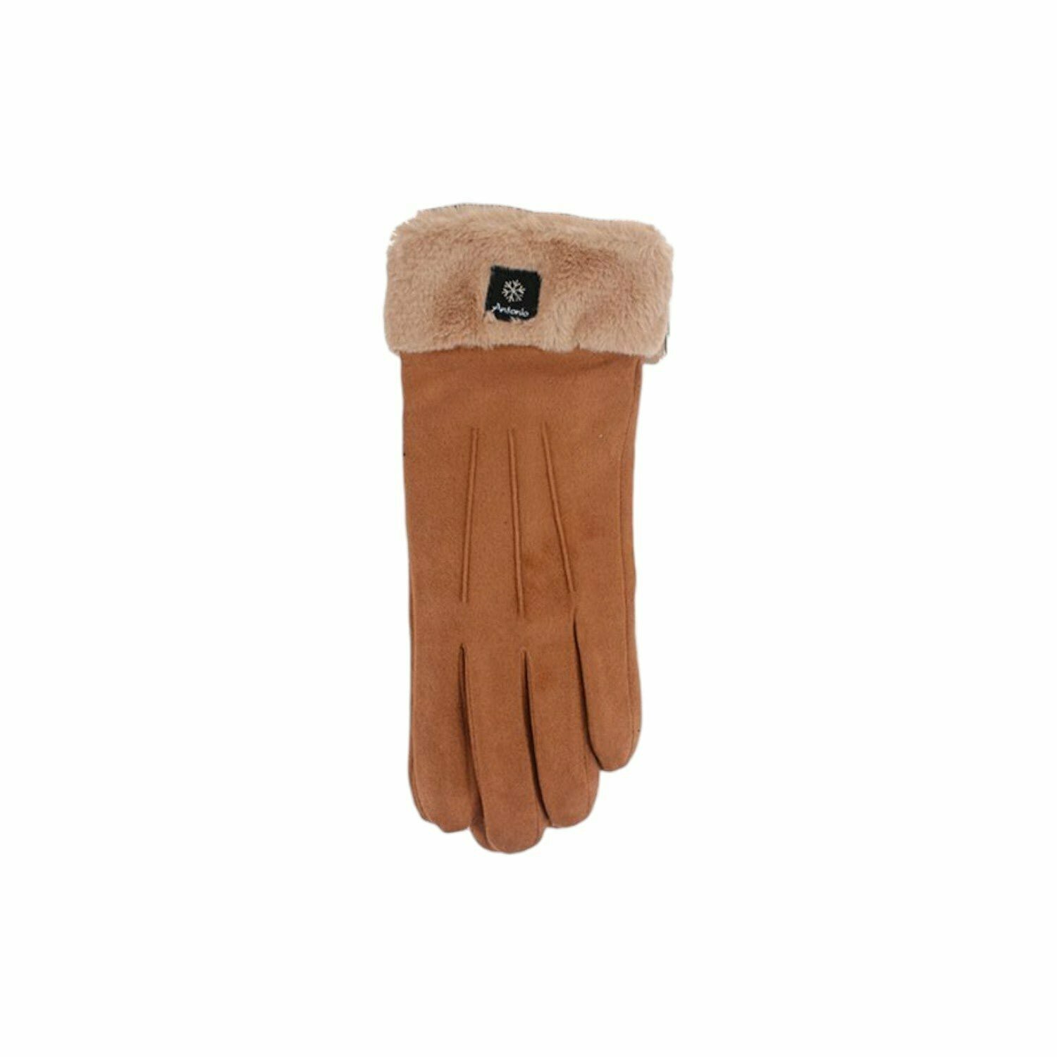 Winter Damen Handschuhe » Fingerhandschuhe mit Kunstpelz » Winterhandschuhe mit Smartphone Touch-Funktion - Kaffeebraun