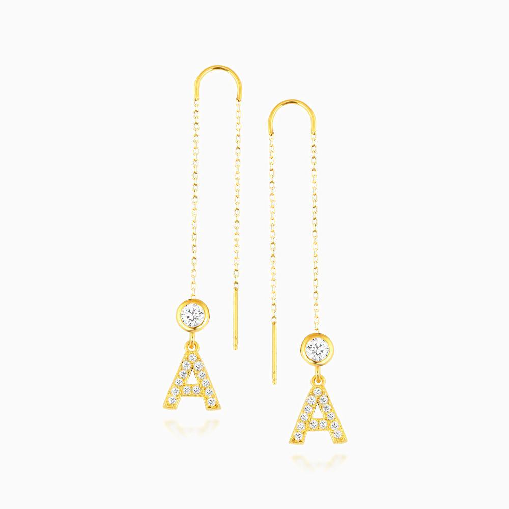 Drop Zirkonia Buchstaben Ohrring - Gold