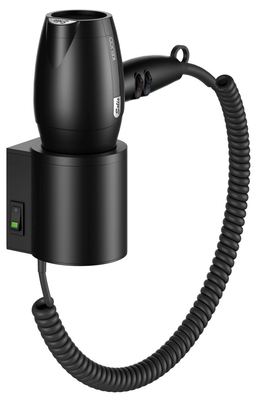 Keuco Haartrockner Plan 14995, schwarz/schwarzgrau, mit Halter, 14995370037 14995370037