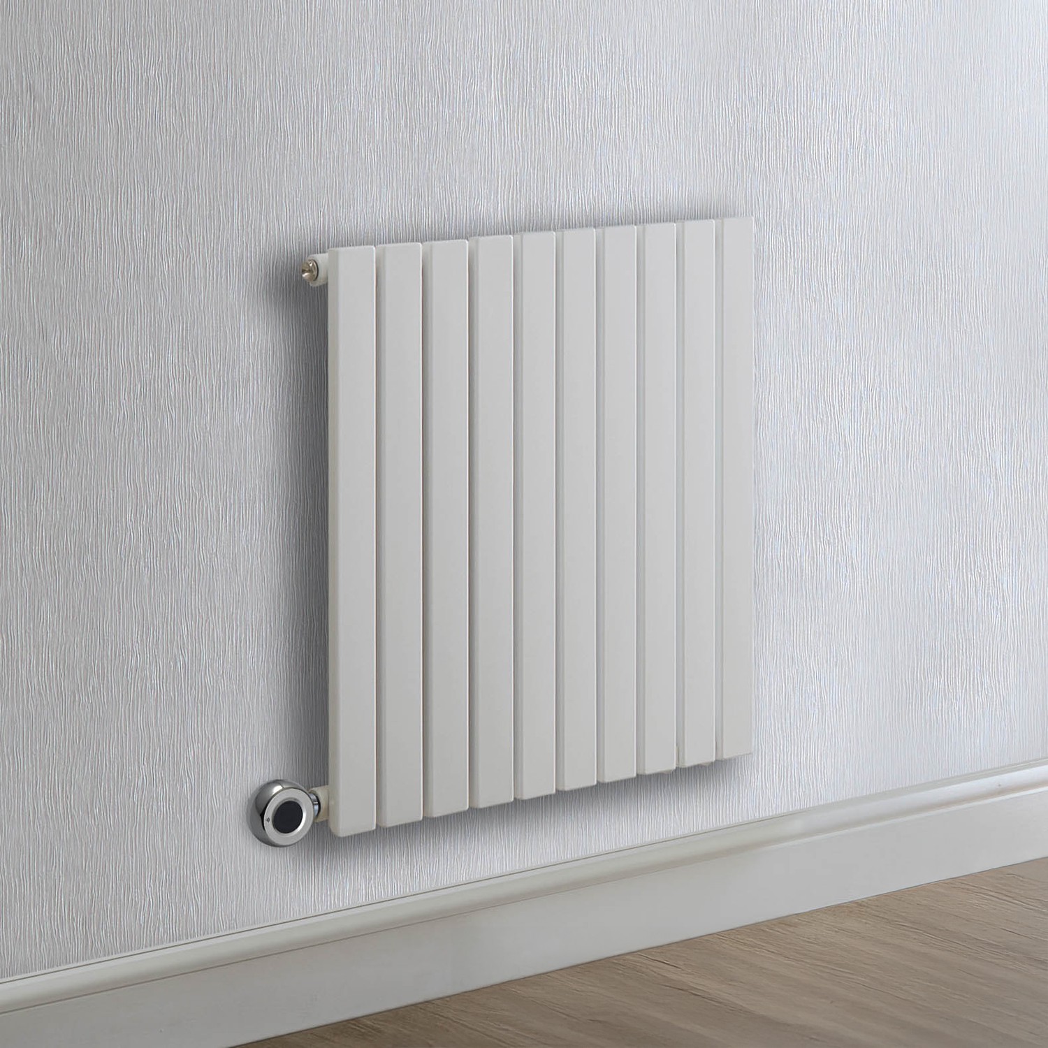 Radiateur design électrique horizontal – Blanc – 63,5 x 100 cm – Avec thermostat intelligent Wifi - Inertie fluide - Sloane – ECOSO x Hudson Reed