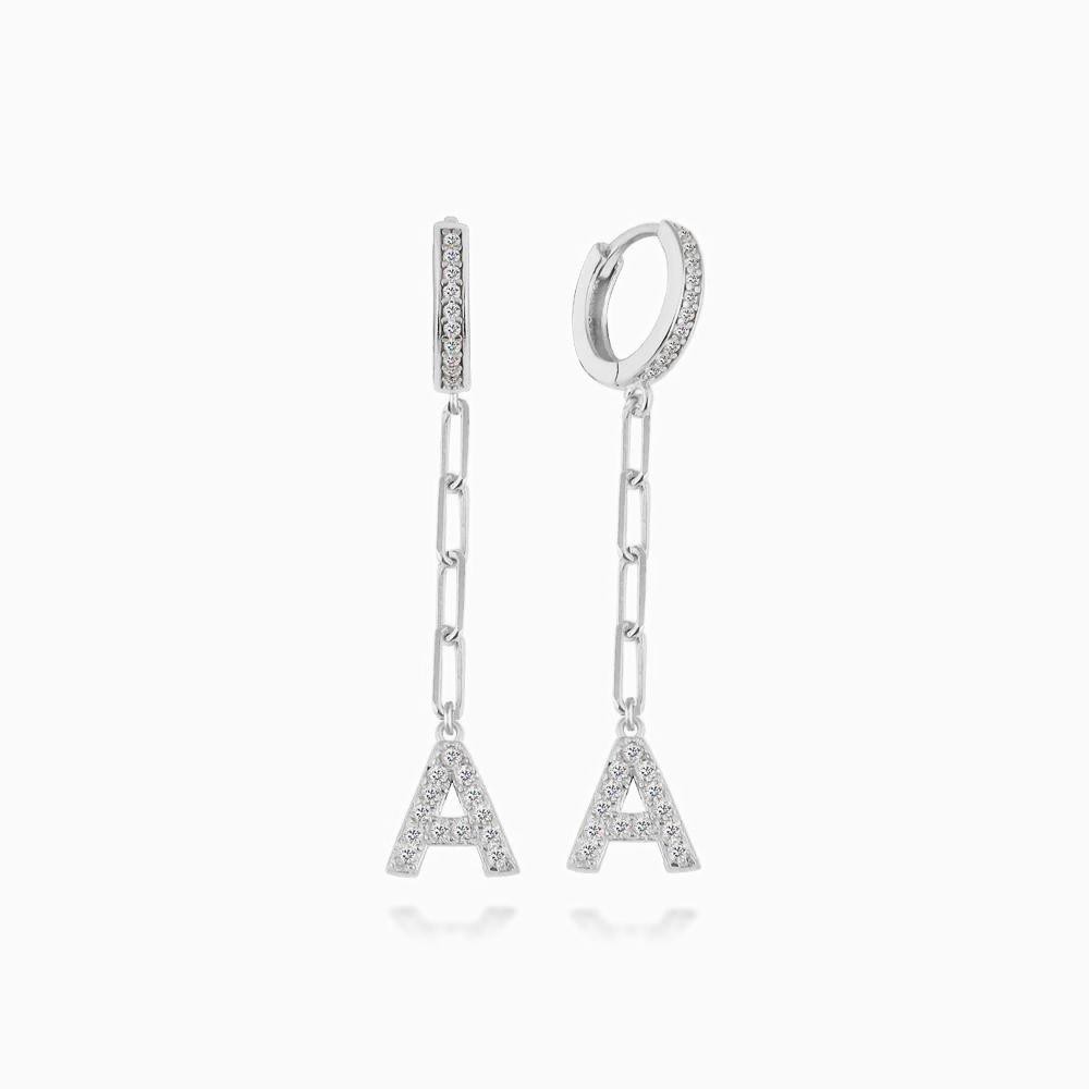 Anker Zirkonia Buchstaben Ohrring - Silber