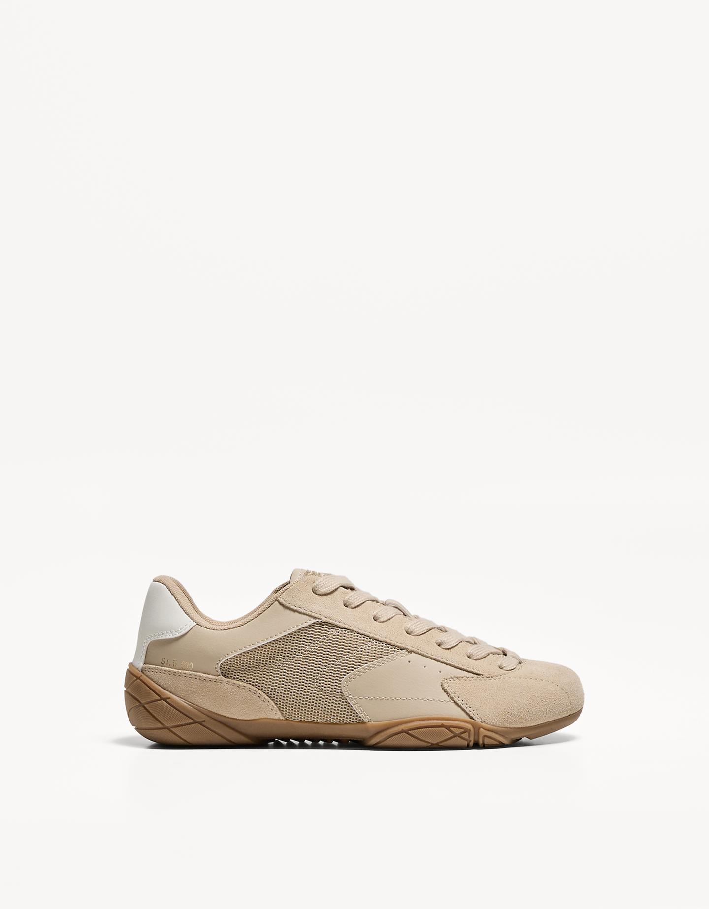 Bershka Sneaker Mit Dünner Sohle Damen 39 Sandfarbe