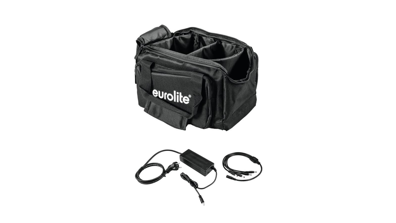 EUROLITE Set SB-14 Soft-Bag + Ladegerät 4x AKKU Flat Light 1
