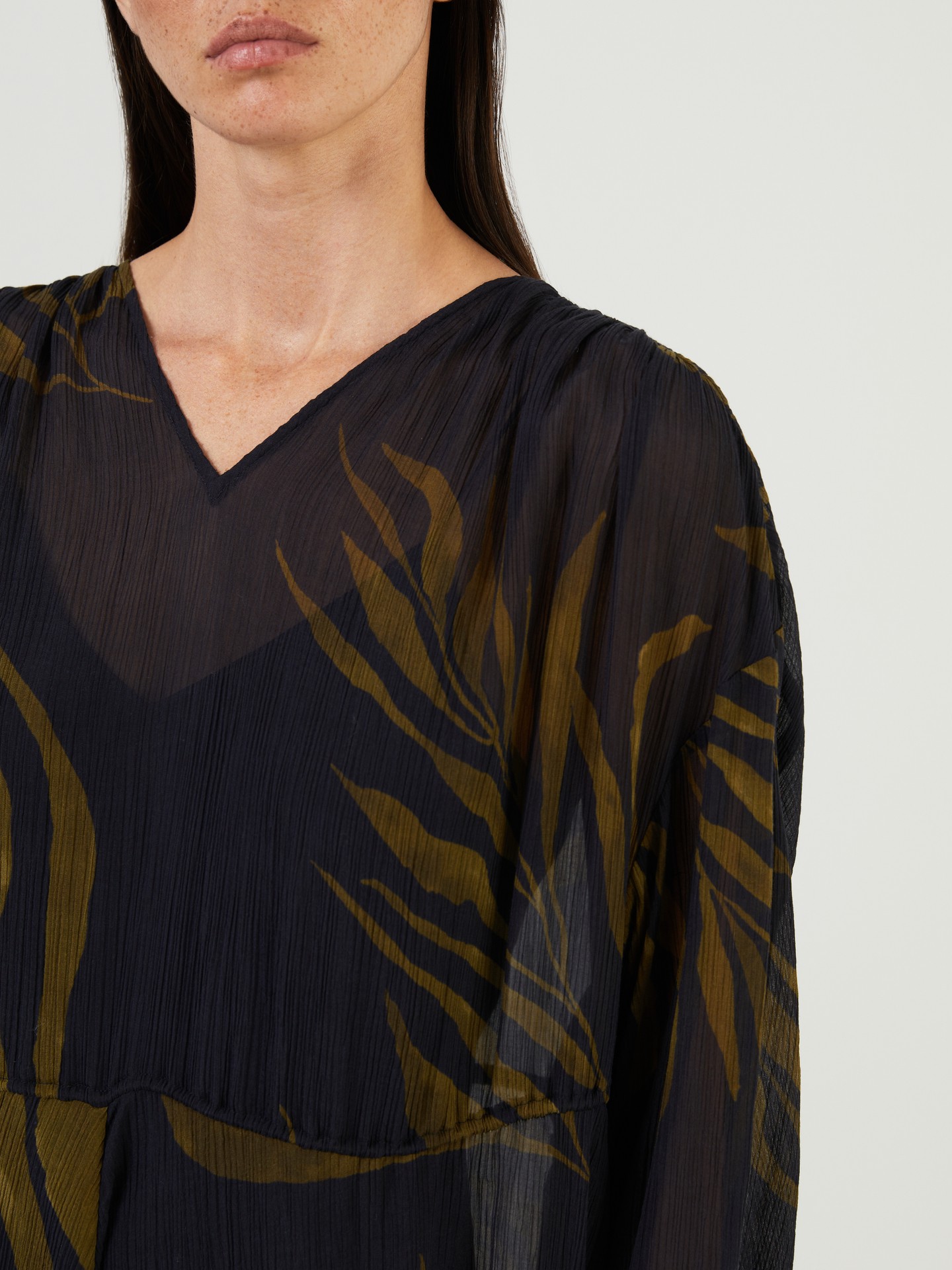 Seiden-Maxikleid 'Faraya' Navy/Avocado