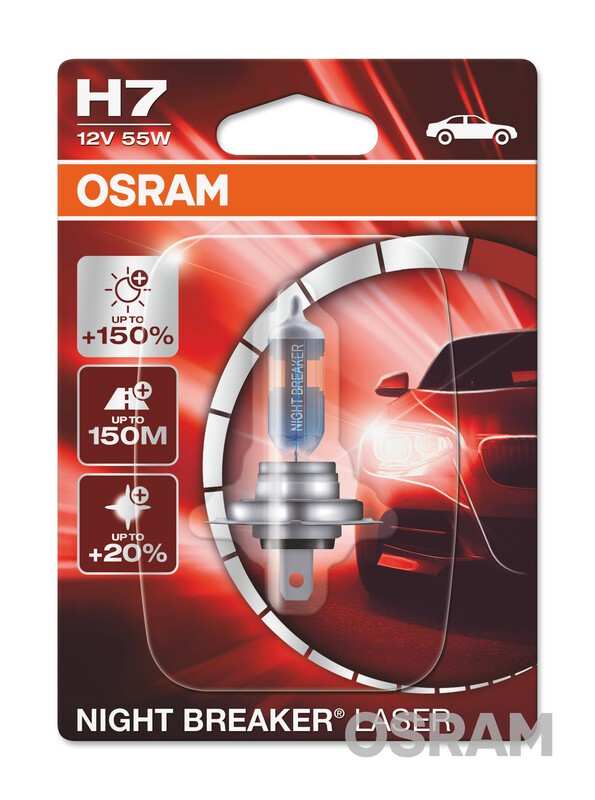 OSRAM Glühbirne Night Breaker Laser H7 12V 55W - x1, weiss