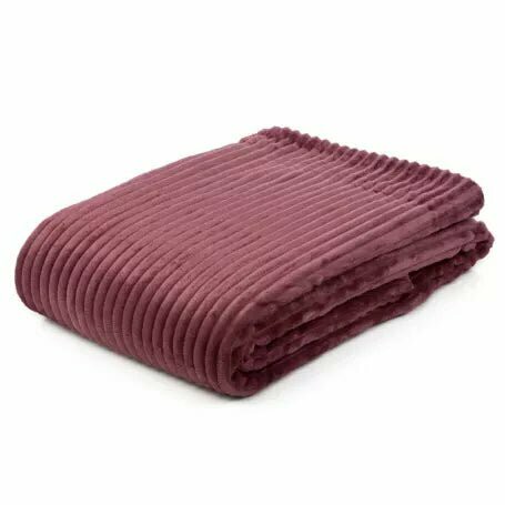 Breitcord Wohndecke XL 150 x 200 cm » dicke Kuscheldecke von 1000 Gramm » Couchdecke » Glitzer Decke - Beere