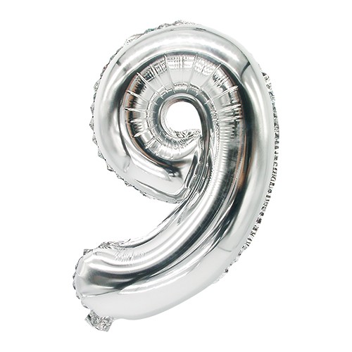 Zahlen-Luftballons aus Folie 35 x 20 cm silber 