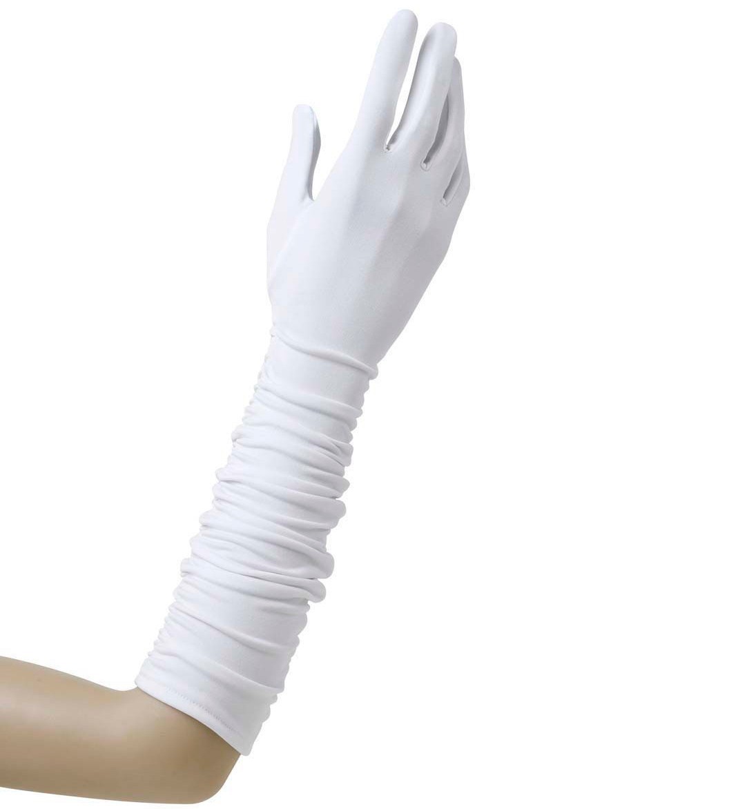Sinnlicher Weißer Plissé Handschuh Marina | OS - Weiß  | Wir machen Party.de |