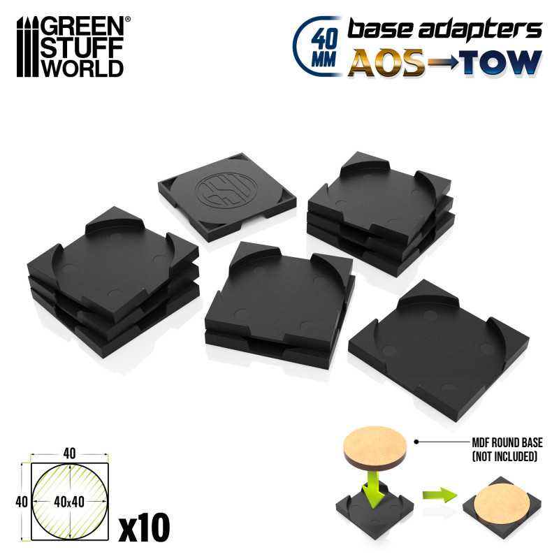 Green Stuff World Hollow Bases und Adapter Rund auf Eckig 40mm (10)