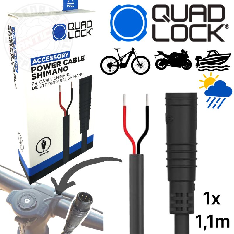 QUAD LOCK Power Cable für Wireless Ladegerät Mini DIN auf USB-C 1,1m