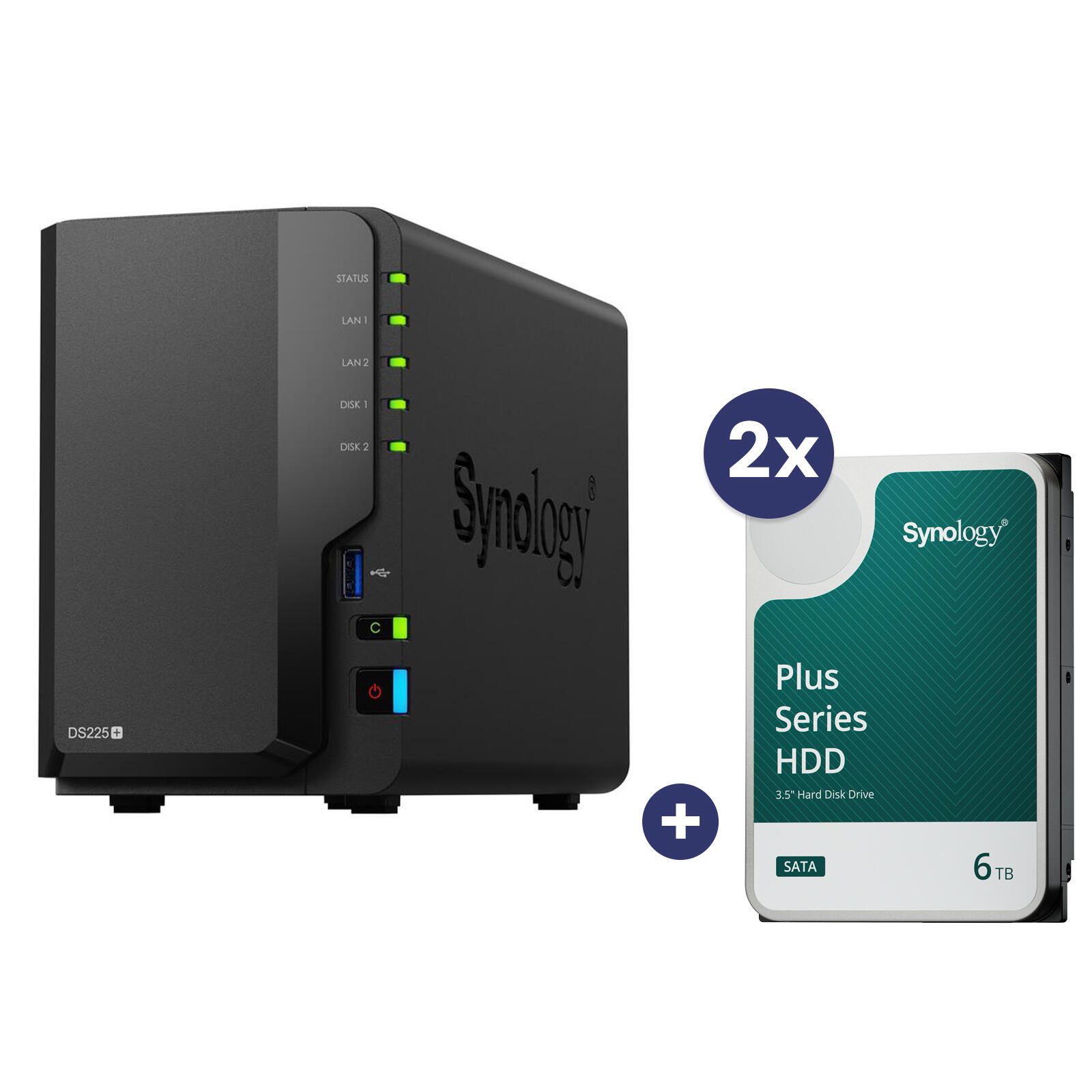 Synology DiskStation DS225+ 2 Einschübe NAS-Server Leergehäuse + 2x Synology Plus 3.5